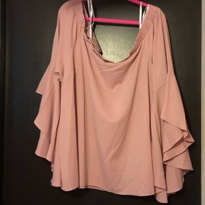 City chic XXL/24 Bardot top, dusty rose,